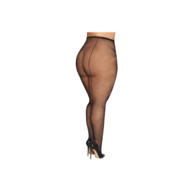 Collant fantaisie grande taille résille noir avec liseré à l'arrière 